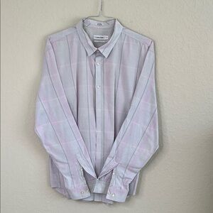 Calvin Klein Men's Light Pink Checkered Dress Shirt